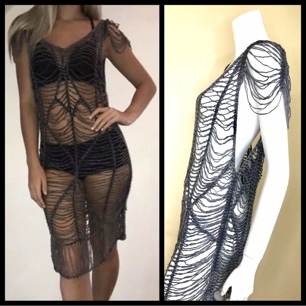 ALL SAINTS BEX FLAPPER CROCHET DRESS - Picture 4 of 4